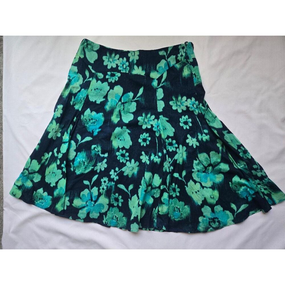 Jones New York Watercolor Floral A-Line Midi Skirt. Size L